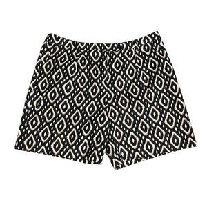 Hannah Women's Pleated Zip Shorts Black White Diamond Print Cotton-Blend Size 16